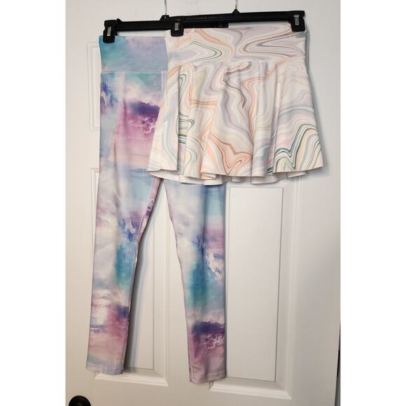 Old Navy Girls Active High Rise Powersoft Leggings & Skort Size 10/12 Marbled - Picture 1 of 6